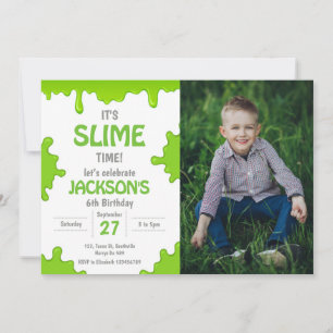 Invitación Foto de cumpleaños de Slime Fiesta
