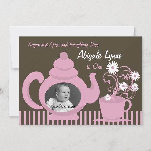Invitación Foto de cumpleaños de Teapot (Anverso)