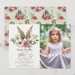 Invitación Foto de cumpleaños de un Chica de la Floral de Are
