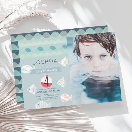 Invitación Foto de cumpleaños de un niño pescador aliado