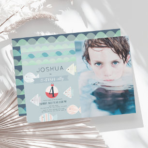 Invitación Foto de cumpleaños de un niño pescador aliado