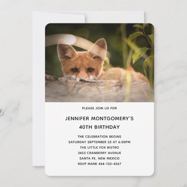 Invitación Foto de cumpleaños de un Pequeño Fox (Anverso)