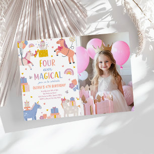 Invitación Foto de cumpleaños de Unicorn Four Ever Magical 4t