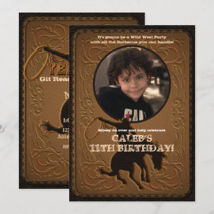 Invitación Foto de cumpleaños de vaquero del oeste salvaje oc