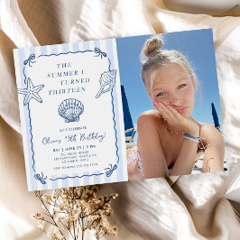 Invitación Foto de cumpleaños de verano dibujada a mano cuand