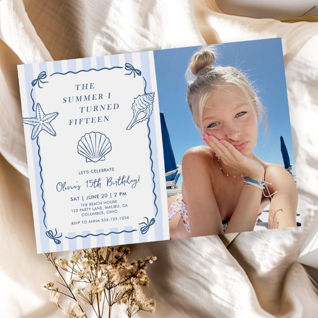 Invitación Foto de cumpleaños de verano dibujada a mano cuand (Subido por el creador)