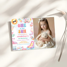 Invitación Foto de cumpleaños de verano editable uno en el so