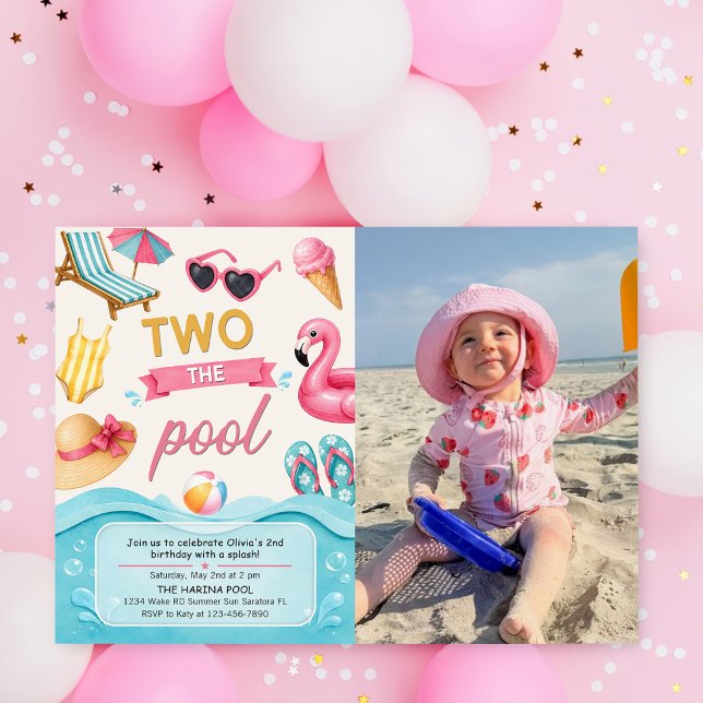 Invitación Foto de cumpleaños de verano en la piscina para do (Subido por el creador)