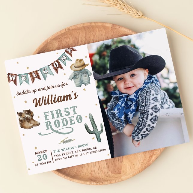 Invitación Foto de cumpleaños de West First Rodeo Cowboy (Subido por el creador)