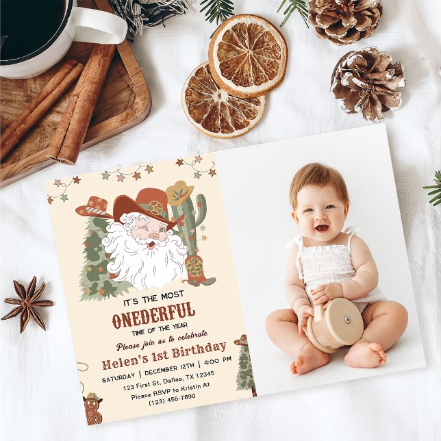 Invitación Foto de cumpleaños de Western Santa Oh Qué Navidad (Subido por el creador)