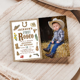 Invitación Foto de cumpleaños de Wild West First Rodeo Cowboy