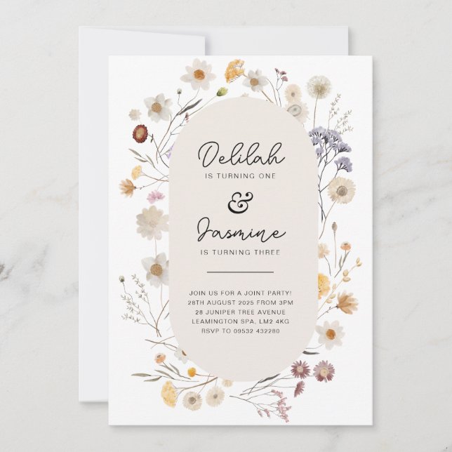 Invitación Foto de cumpleaños de Wildflower Joint (Anverso)