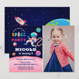 Invitación Foto de cumpleaños del astronauta del espacio ultr