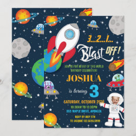 Invitación Foto de cumpleaños del astronauta del planeta del 