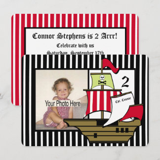 Invitación Foto de cumpleaños del barco pirata