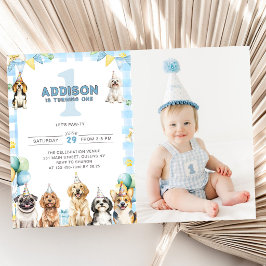 Invitación Foto de cumpleaños del cachorro llamando a todos l
