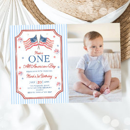 Invitación Foto de cumpleaños del chico totalmente americano 