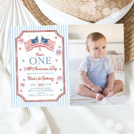 Invitación Foto de cumpleaños del chico totalmente americano 