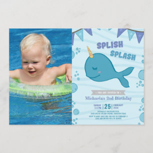 Invitación Foto de cumpleaños del fiesta de la piscina
