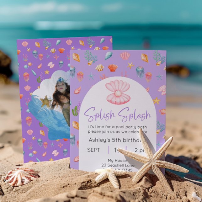 Invitación Foto de cumpleaños del Fiesta de la piscina de mar (Subido por el creador)