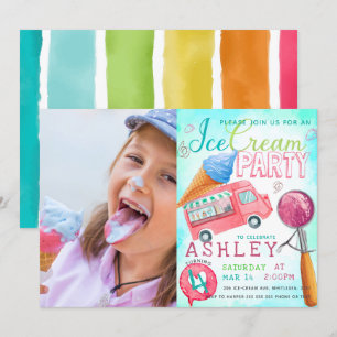 Invitación Foto de cumpleaños del Fiesta Ice Cream