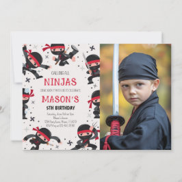 Invitación Foto de cumpleaños del guerrero rojo Ninja