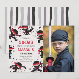 Invitación Foto de cumpleaños del guerrero rojo Ninja