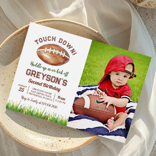 Invitación Foto de cumpleaños del niño de fútbol Touch Down