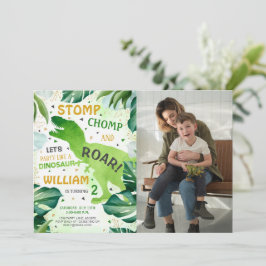 Invitación Foto de cumpleaños del niño de T Rex Dinosaur
