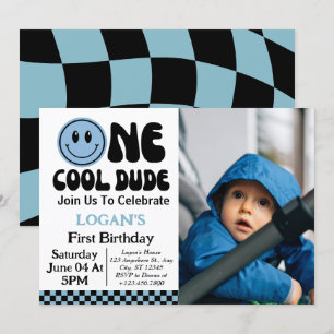 Invitación Foto de cumpleaños del niño 'One Cool Dude'