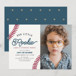 Invitación Foto de cumpleaños del niño pequeño novato de béis