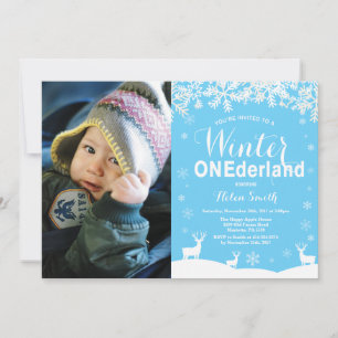 Invitación Foto de cumpleaños del niño Winter Onederland