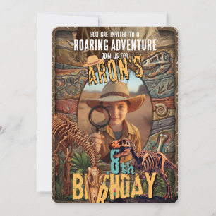 Invitación Foto de cumpleaños del paleontólogo Dino Excavatio