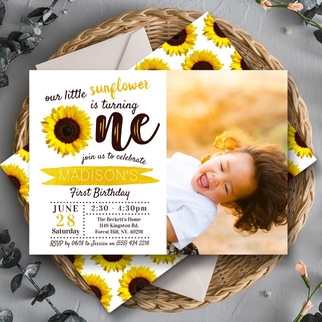 Invitación Foto de cumpleaños del pequeño girasol (Subido por el creador)