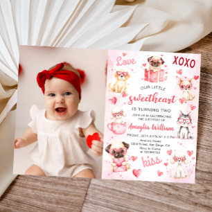 Invitación Foto de cumpleaños del pequeño novio Valentine Val