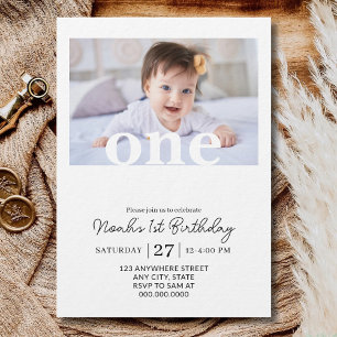 Invitación Foto de cumpleaños editable para niña de 1 año Pri