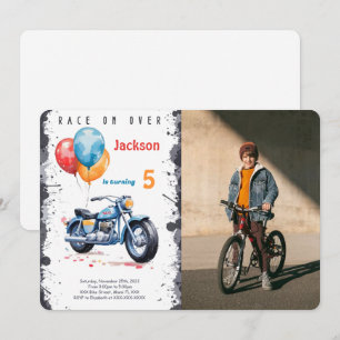 Invitación Foto de cumpleaños en bicicleta azul