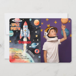 Invitación Foto de cumpleaños en el espacio exterior