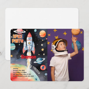 Invitación Foto de cumpleaños en el espacio exterior