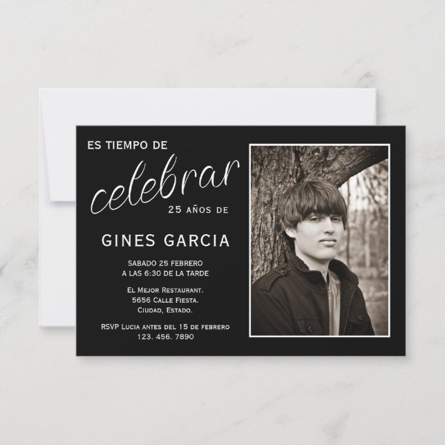 Invitación Foto de cumpleaños en español (Anverso)