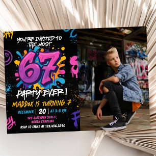 Invitación Foto de cumpleaños Graffiti 6 7 Meme Tendencia Sei