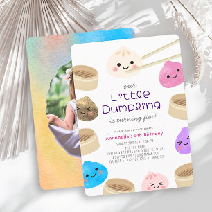 Invitación FOTO DE CUMPLEAÑOS Kawaii de Pequeño Dumpling Colo