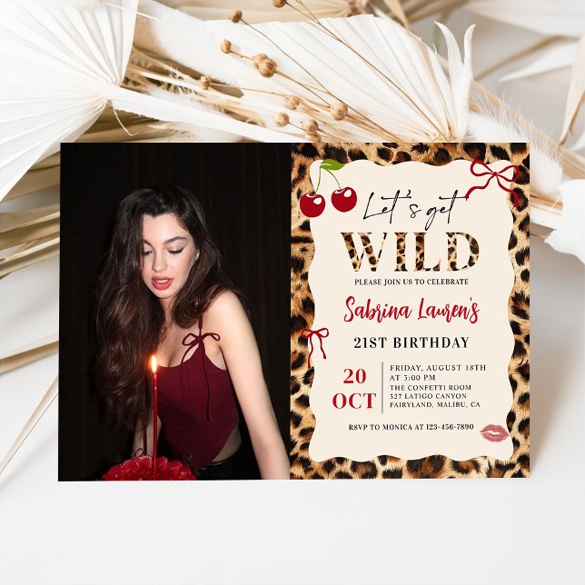 Invitación Foto de cumpleaños Leopard Cheetah Let's Get Wild (Subido por el creador)