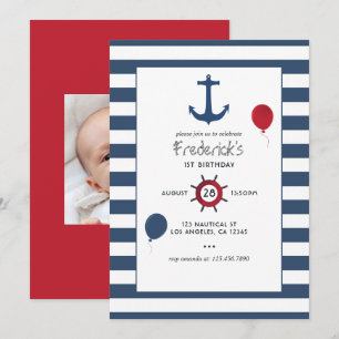 Invitación Foto de Cumpleaños Náutico Personalizable