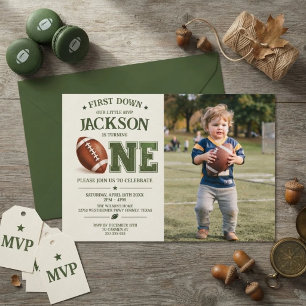 Invitación Foto de cumpleaños número 1 de fútbol de primer añ