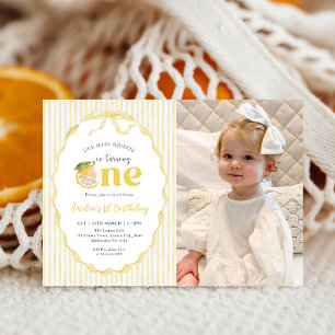 Invitación Foto de cumpleaños número 1 de limón amarillo cítr