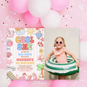 Invitación Foto de Cumpleaños número 1 de Verano Tropical en 