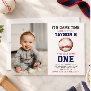 Invitación Foto de cumpleaños número 1 del primer año de béis