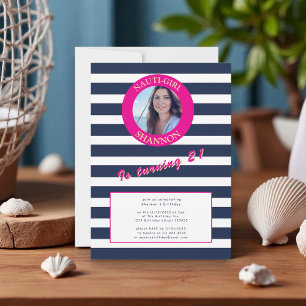Invitación Foto de cumpleaños número 21 de la franja blanca a