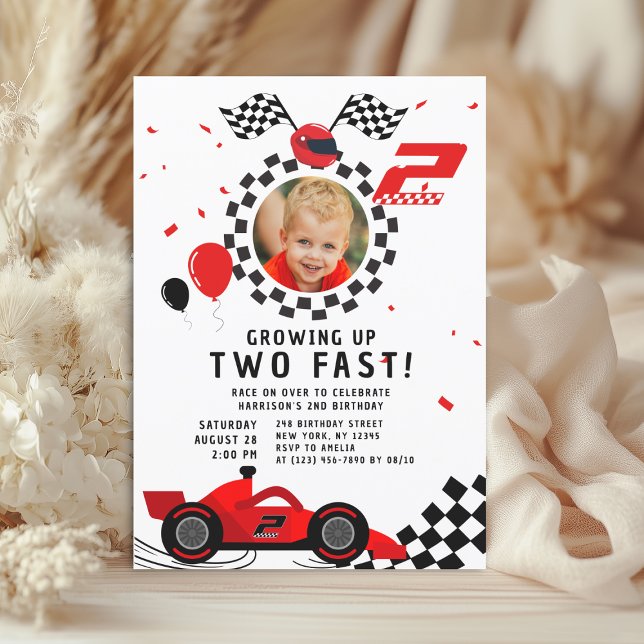 Invitación Foto de cumpleaños número 2 de Dos Autos Rojos Ráp (Subido por el creador)